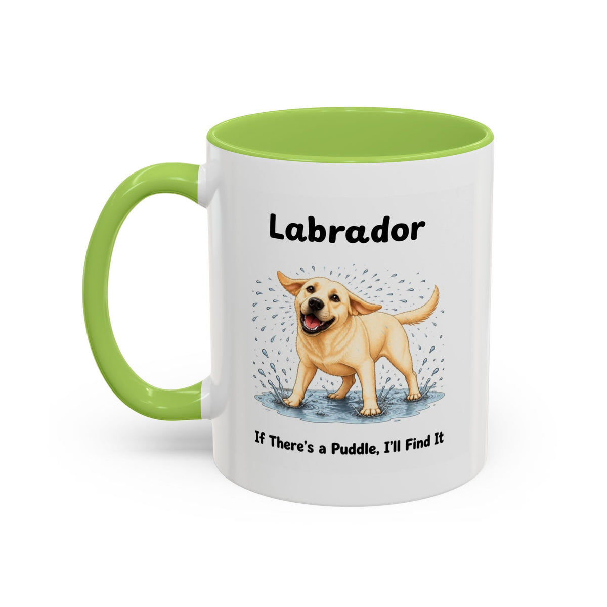 Personalised Yellow Labrador Mug - If There's a Puddle, I'll Find It - Custom Dog Name, Funny Wet Dog Gift, 11oz