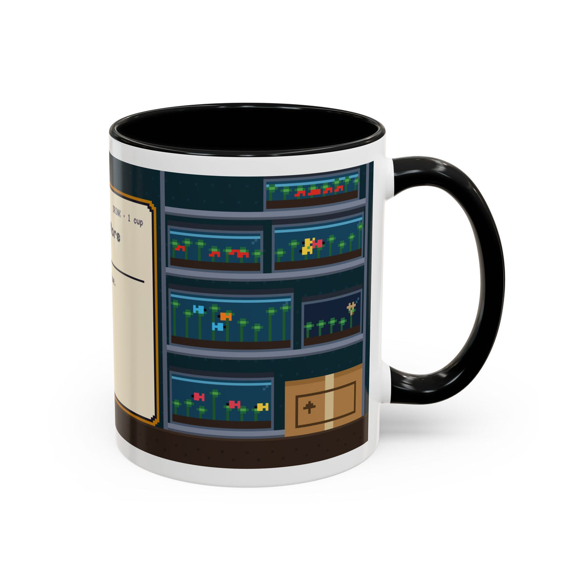 Just One More Tank Tea pixel art fishkeeper mug, 11oz ceramic – view 5