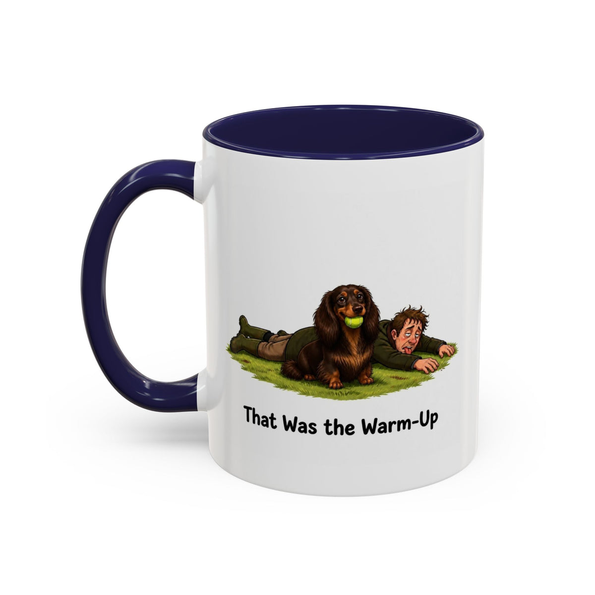 Warm-Up Mug - Mini Long Haired Dachshund - Chocolate & Tan - Man