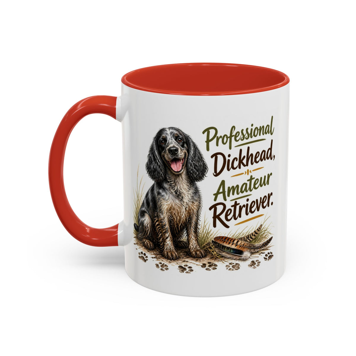 Funny Blue Roan Cocker Spaniel Mug - Professional Dickhead, Amateur Retriever, Working Gun Dog Gift, Pheasant Shooting Mug, 11oz