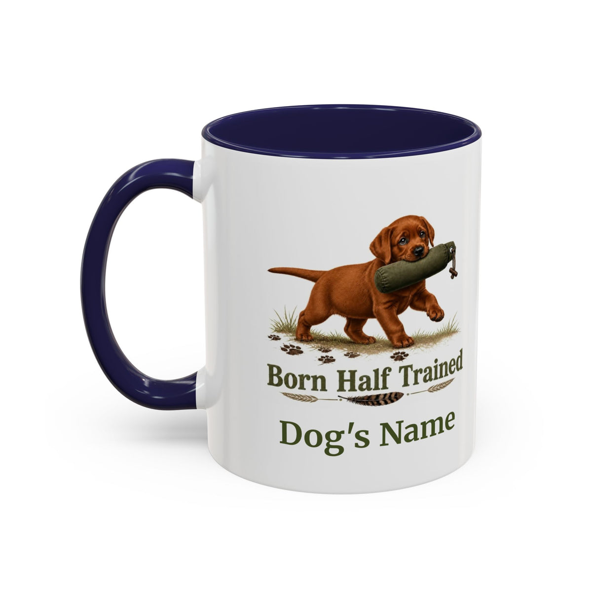Personalised Fox Red Labrador Puppy Mug - Born Half Trained - Custom Dog Name, Training Dummy Gun Dog Gift, 11oz