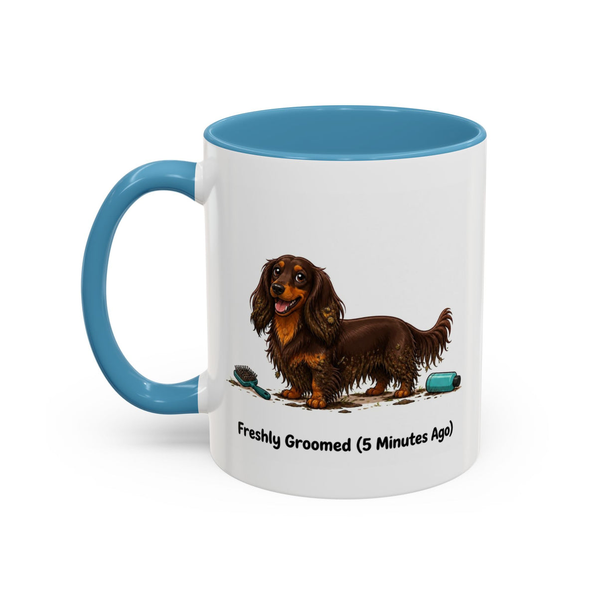 Freshly Groomed Mug - Mini Long Haired Dachshund - Chocolate & Tan