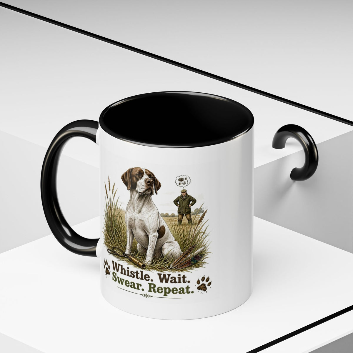 Funny English Pointer Mug - Whistle. Wait. Swear. Repeat. Working Gun Dog Gift, Dog Training Mug, 11oz