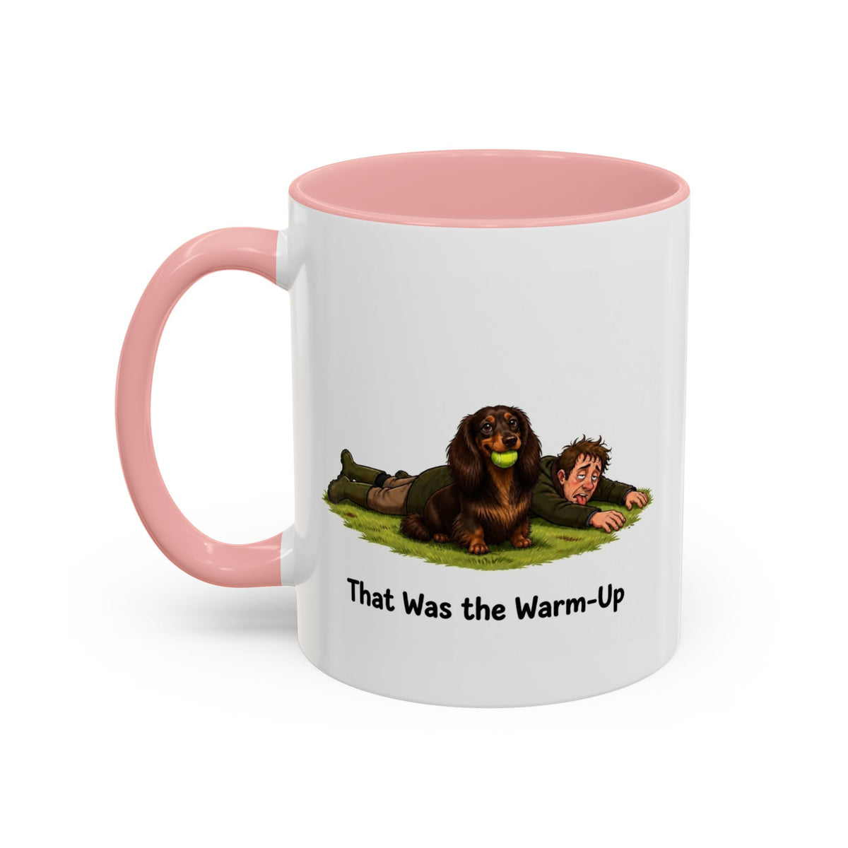 Warm-Up Mug - Mini Long Haired Dachshund - Chocolate & Tan - Man