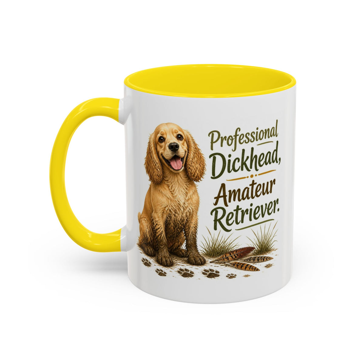 Funny Golden Cocker Spaniel Mug - Professional Dickhead, Amateur Retriever, Working Gun Dog Gift, Pheasant Shooting Mug, 11oz