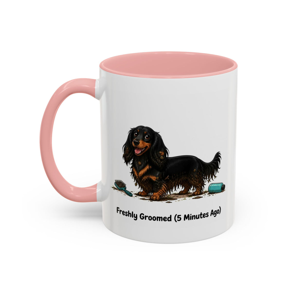 Freshly Groomed Mug - Mini Long Haired Dachshund - Black & Tan