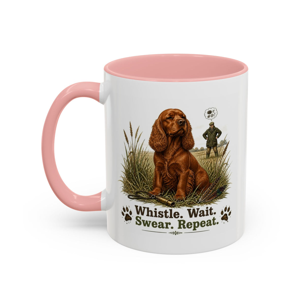 Funny Red Cocker Spaniel Mug - Whistle. Wait. Swear. Repeat. Working Gun Dog Gift, Dog Training Mug, 11oz