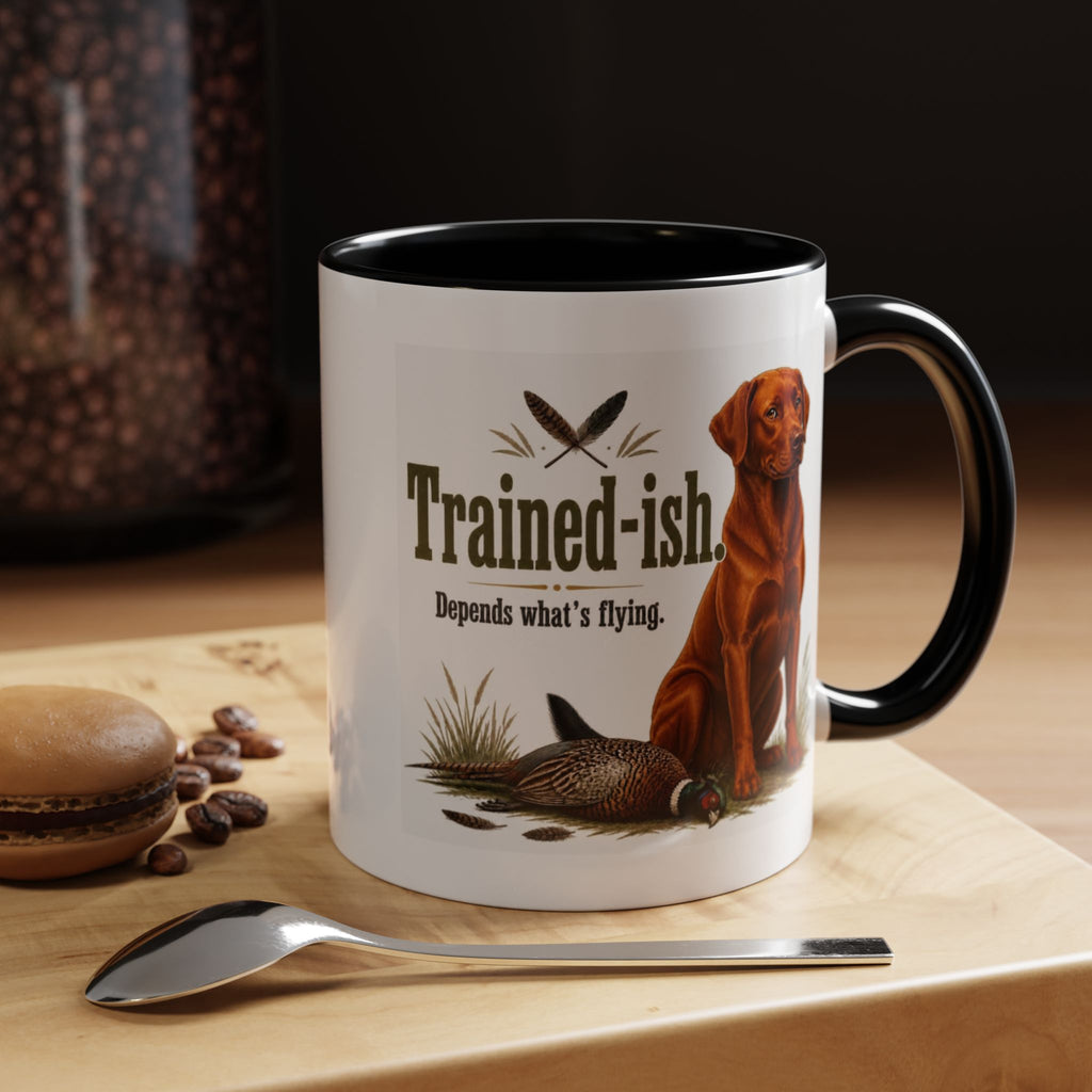 Funny Fox Red Labrador Mug - Trained-ish Depends What's Flying, Working Gun Dog Gift, Pheasant Shooting Mug, 11oz