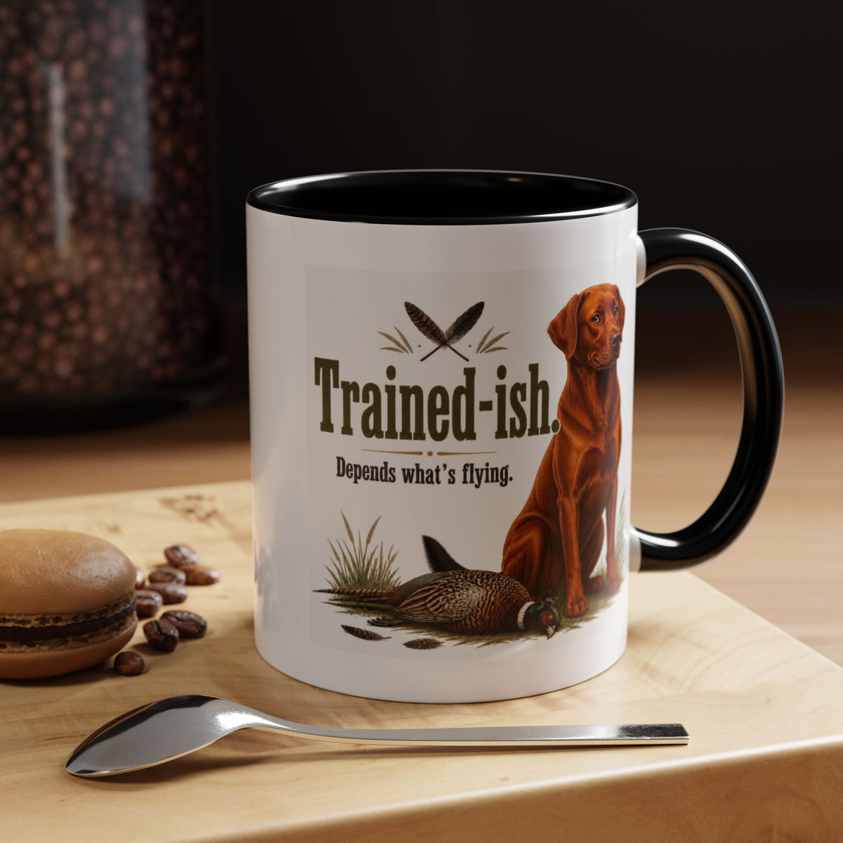 Funny Fox Red Labrador Mug - Trained-ish Depends What's Flying, Working Gun Dog Gift, Pheasant Shooting Mug, 11oz