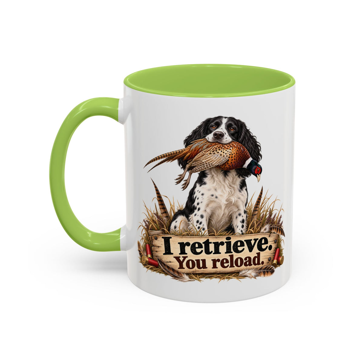 Funny Black and White Springer Spaniel Mug - I Retrieve You Reload, Gundog Owner Gift, Shooting Dog Lover Coffee Mug, 11oz