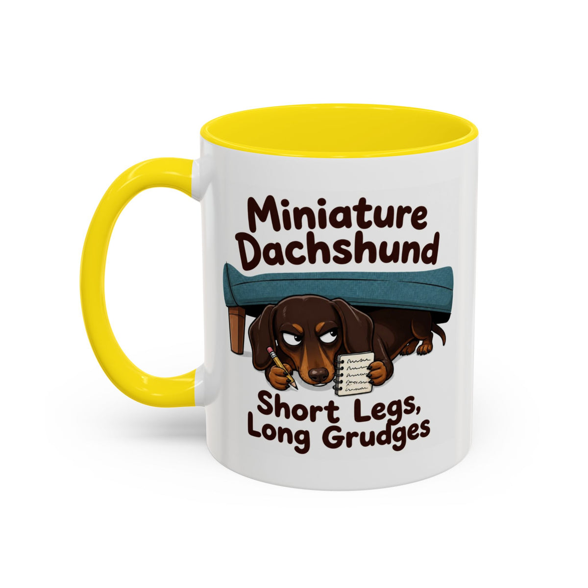 Short Legs Long Grudges Mug - Dachshund - Chocolate & Tan