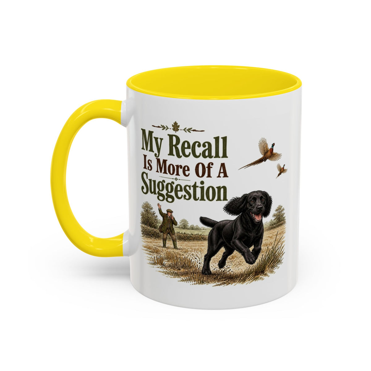 Funny Black Cocker Spaniel Mug - My Recall Is More Of A Suggestion, Working Gun Dog Gift, Pheasant Shooting Mug, 11oz