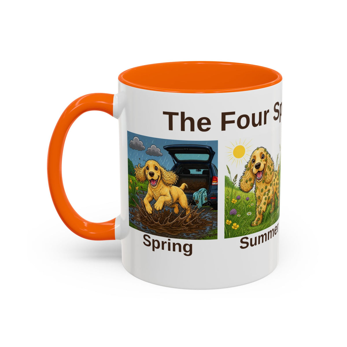 Four Spaniel Seasons Mug - Cocker Spaniel - Yellow (Golden)