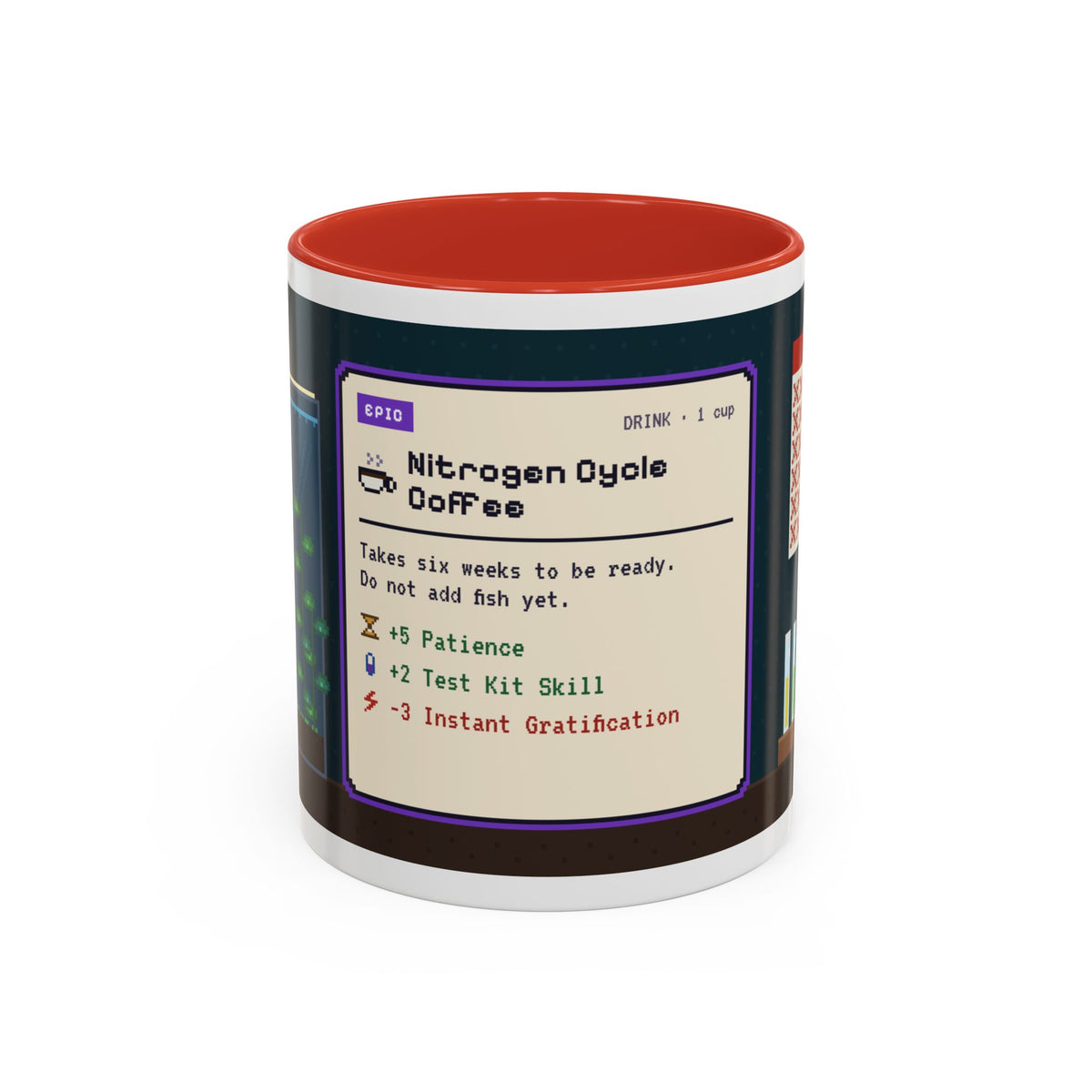 Nitrogen Cycle Coffee pixel art aquarium mug, 11oz ceramic – view 3