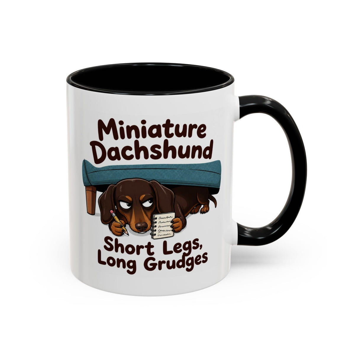 Short Legs Long Grudges Mug - Dachshund - Chocolate & Tan