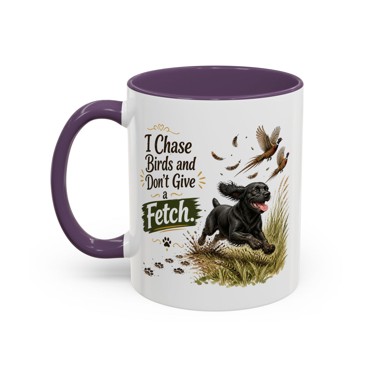 Funny Black Cocker Spaniel Mug - I Chase Birds and Don't Give a Fetch, Working Gun Dog Gift, Pheasant Shooting Mug, 11oz