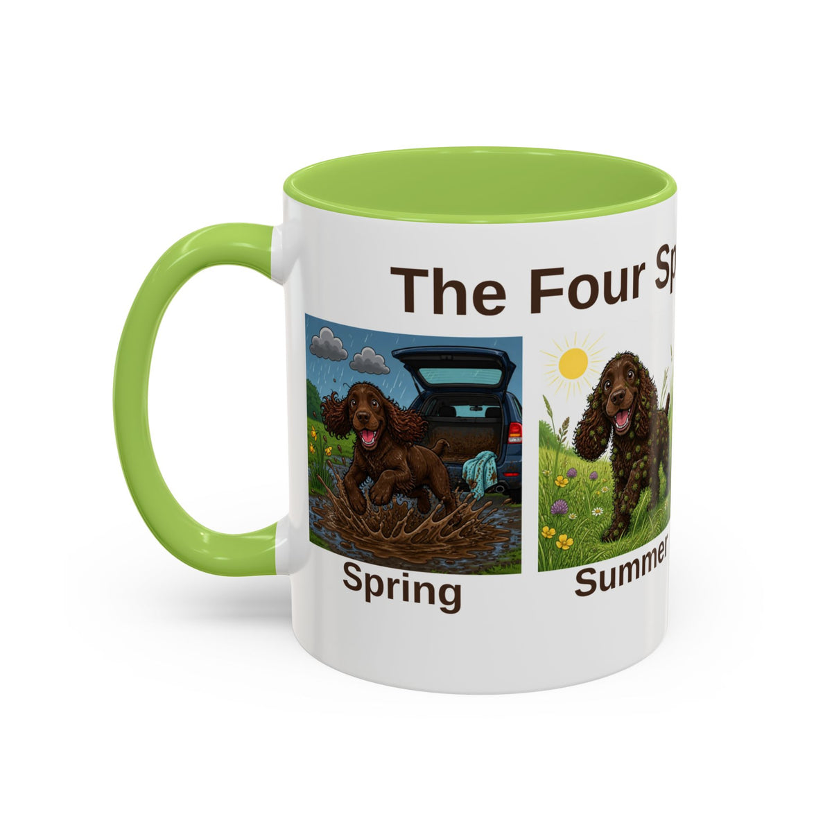 Four Spaniel Seasons Mug - Cocker Spaniel - Brown
