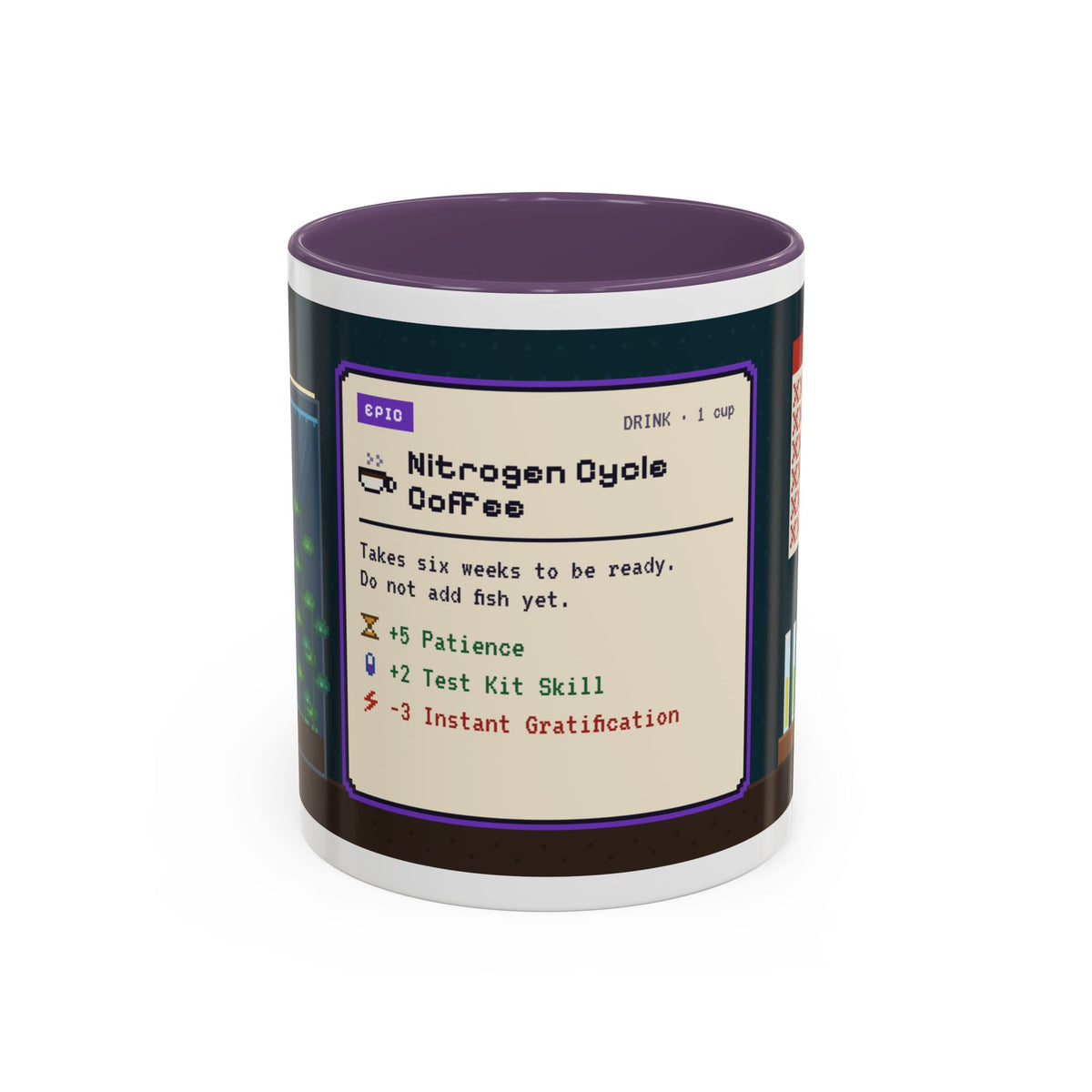 Nitrogen Cycle Coffee pixel art aquarium mug, 11oz ceramic – view 4