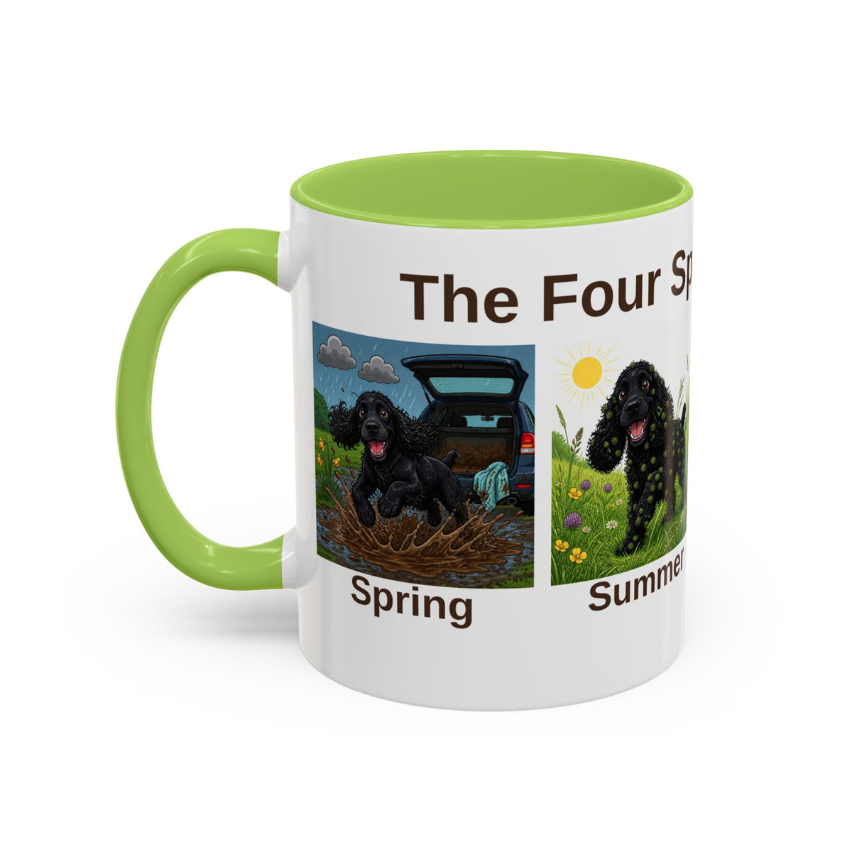 Four Spaniel Seasons Mug - Cocker Spaniel - Black