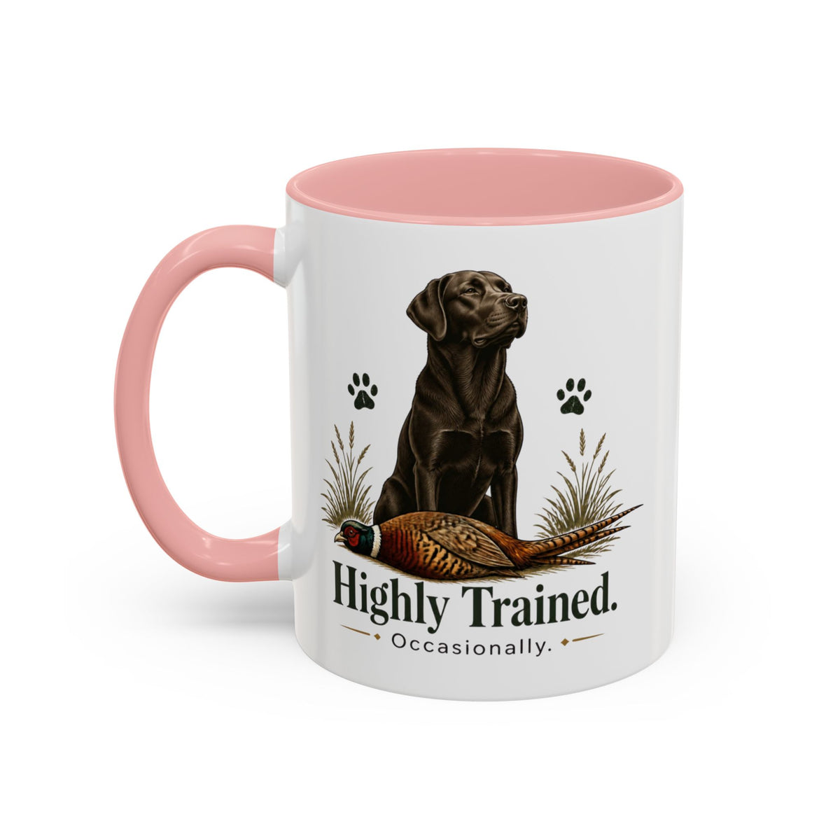 Funny Chocolate Labrador Mug - Highly Trained Occasionally, Gundog Owner Gift, Shooting Dog Lover Coffee Mug, 11oz
