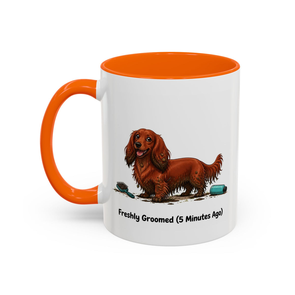 Freshly Groomed Mug - Mini Long Haired Dachshund - Red