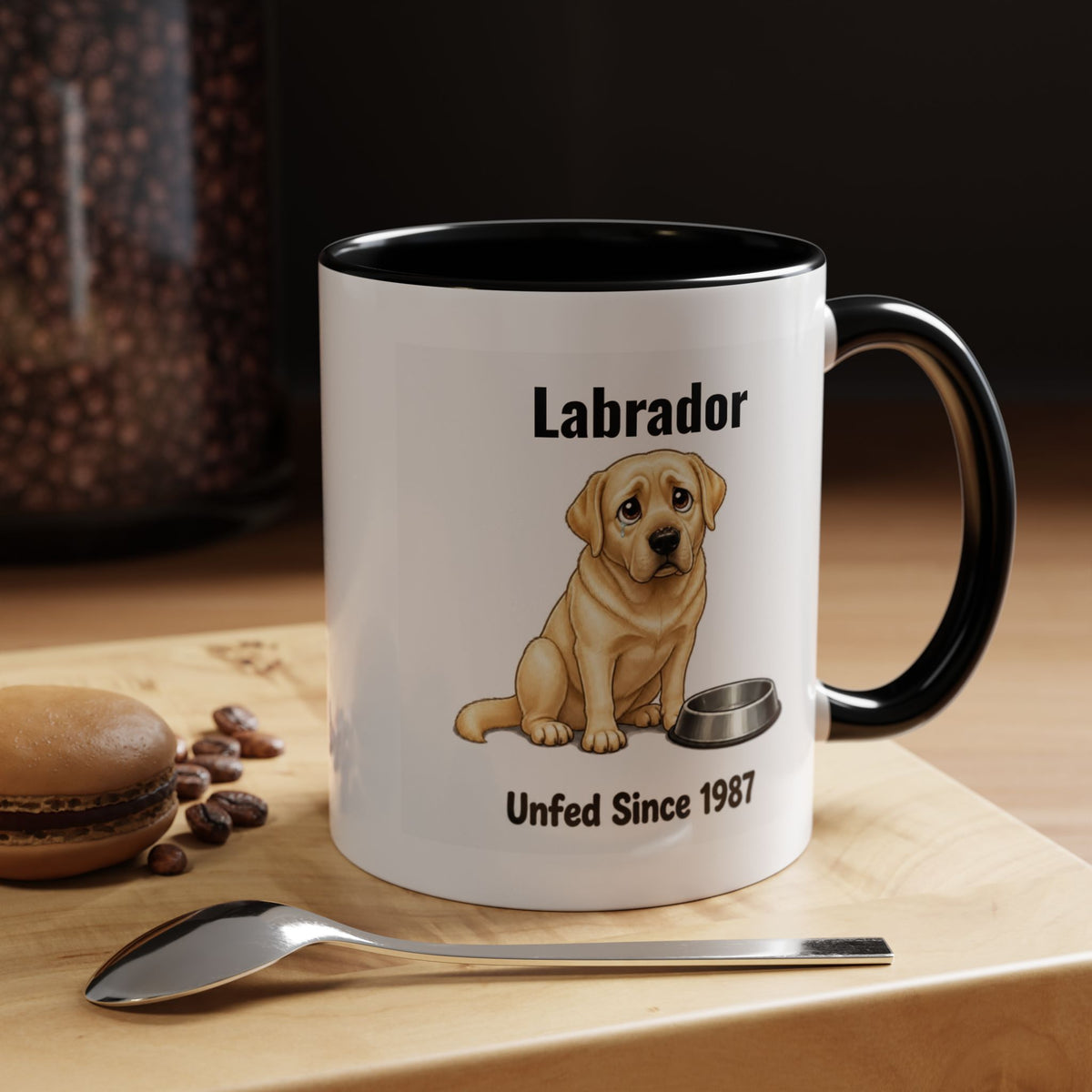 Personalised Yellow Labrador Mug - Unfed Since 1987 - Custom Dog Name, Funny Greedy Lab Gift, 11oz