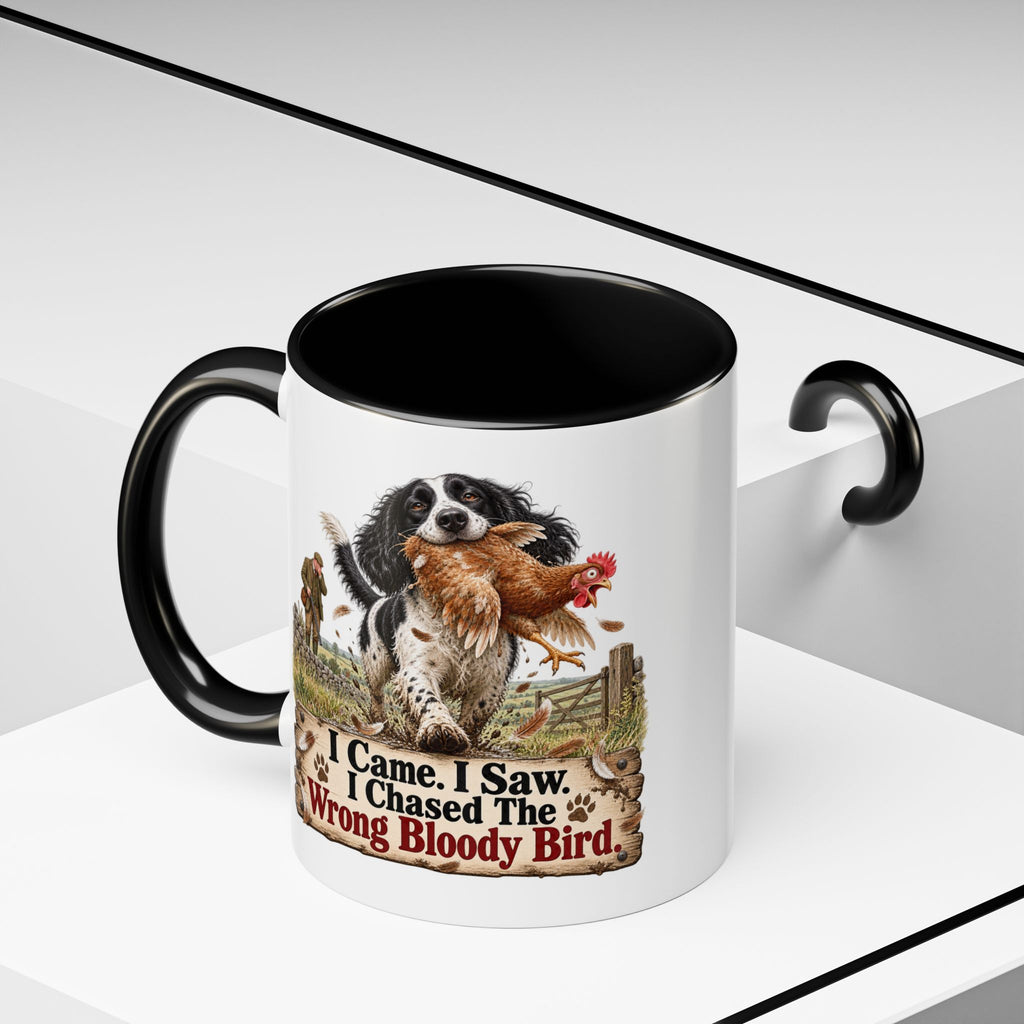 Funny Black and White Springer Spaniel Mug - I Came I Saw I Chased the Wrong Bloody Bird, Gundog Gift, Shooting Dog Mug, 11oz