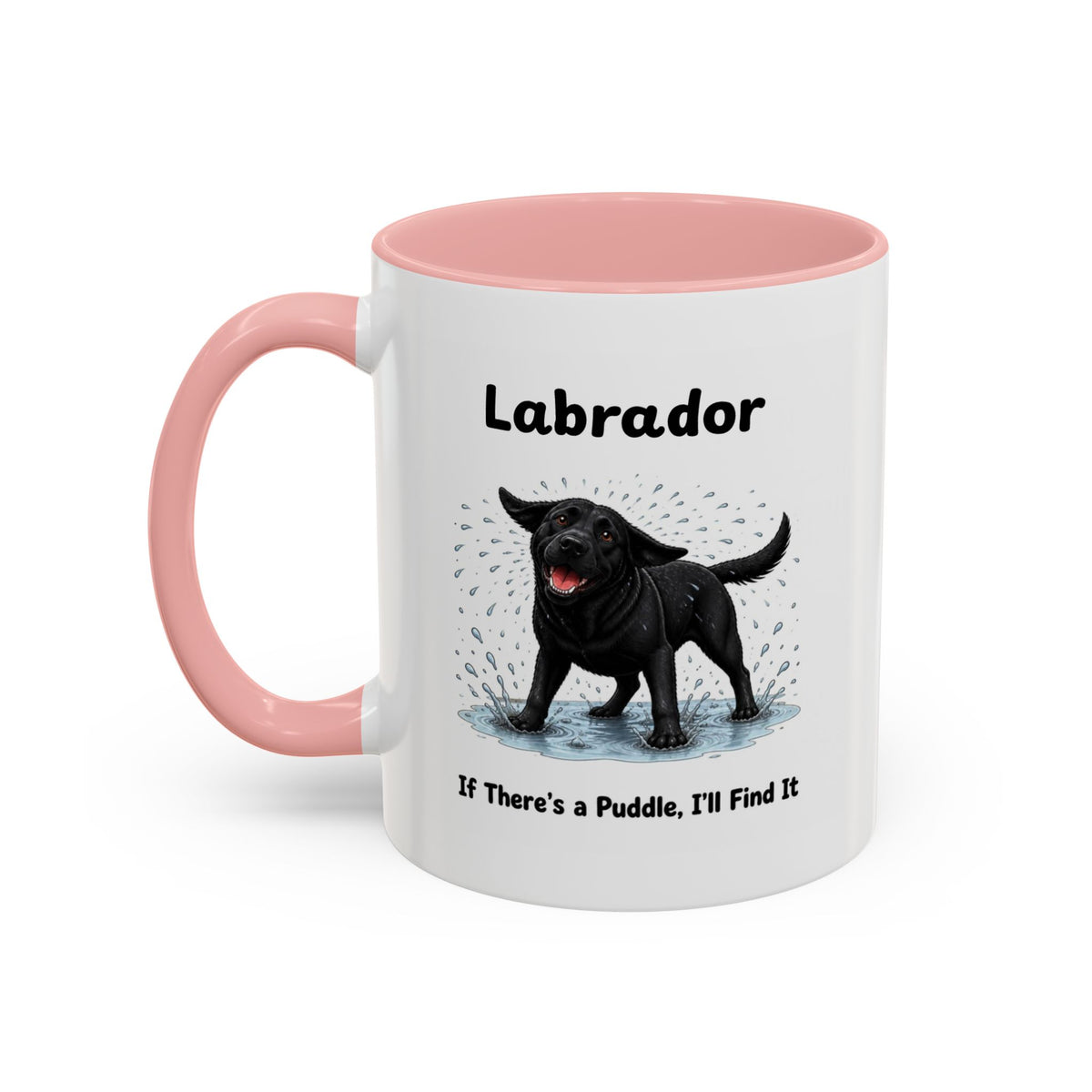 Personalised Black Labrador Mug - If There's a Puddle, I'll Find It - Custom Dog Name, Funny Wet Dog Gift, 11oz