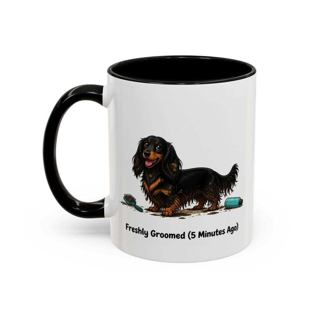 Freshly Groomed Mug - Mini Long Haired Dachshund - Black & Tan