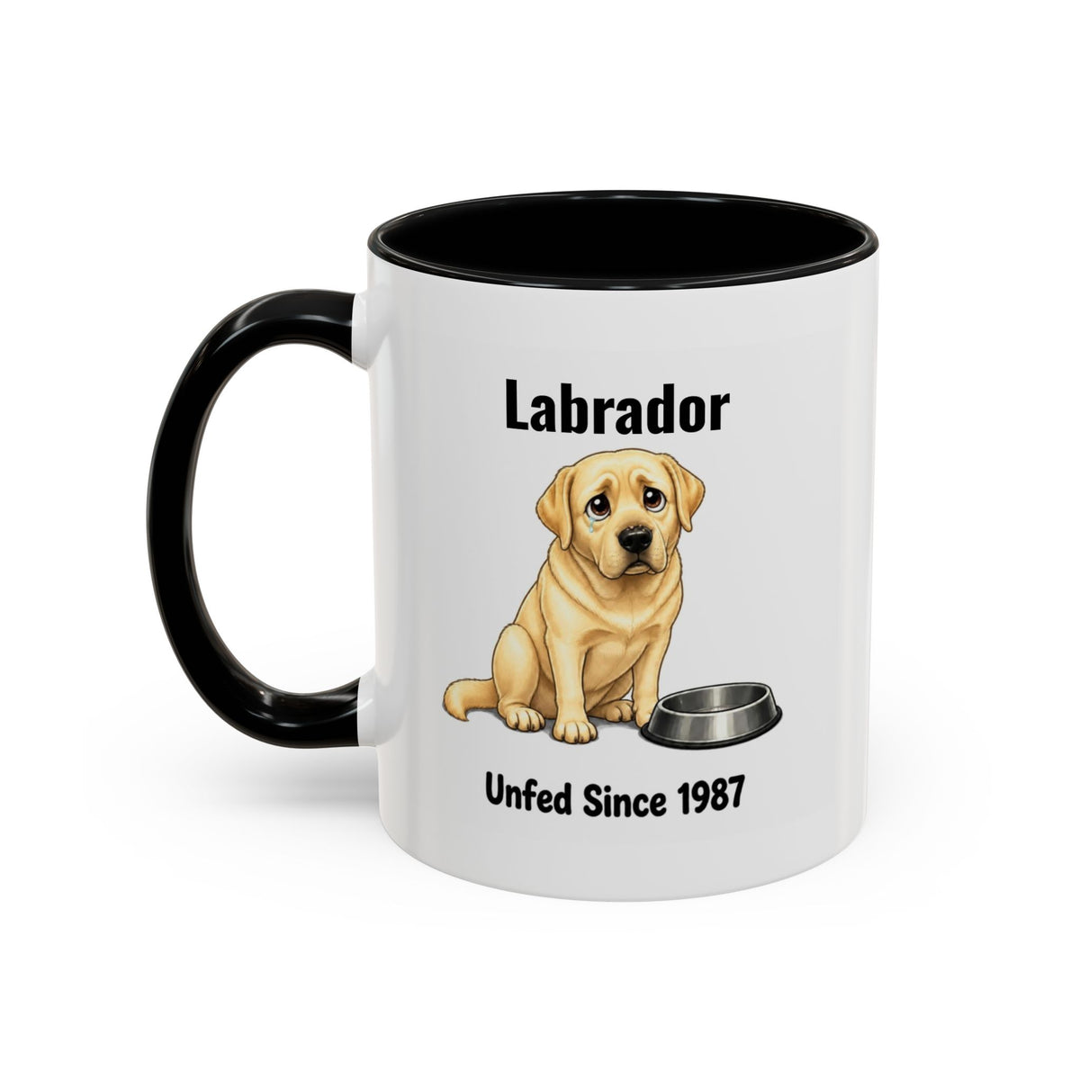 Personalised Yellow Labrador Mug - Unfed Since 1987 - Custom Dog Name, Funny Greedy Lab Gift, 11oz