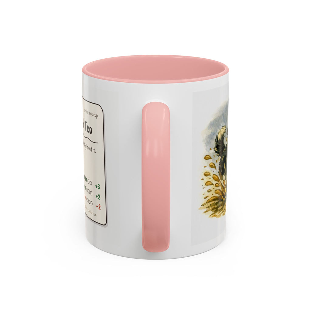 Rainy Walk Tea mug, woman with tri-colour dog on a muddy rainy walk – view 5