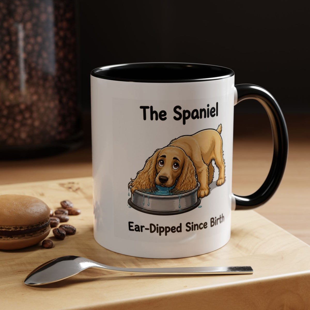 Funny Golden Cocker Spaniel Mug - The Spaniel, Ear-Dipped Since Birth, Spaniel Owner Gift, Dog Lover Coffee Mug, 11oz