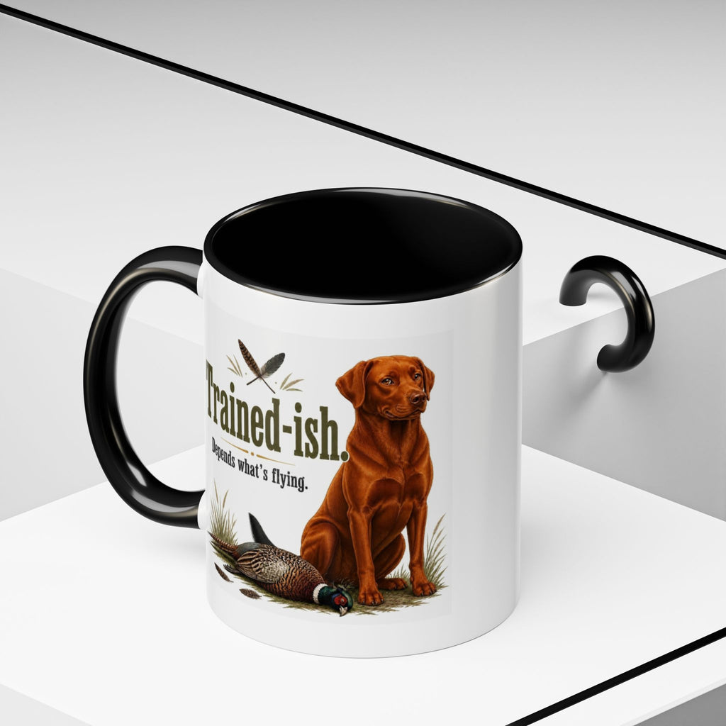 Funny Fox Red Labrador Mug - Trained-ish Depends What's Flying, Working Gun Dog Gift, Pheasant Shooting Mug, 11oz