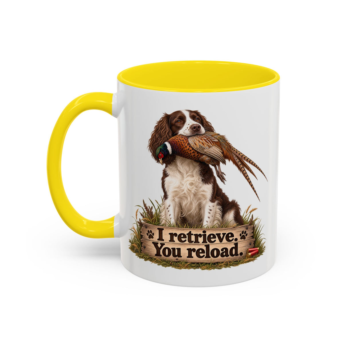 Funny Liver and White Springer Spaniel Mug - I Retrieve You Reload, Gundog Owner Gift, Shooting Dog Lover Coffee Mug, 11oz
