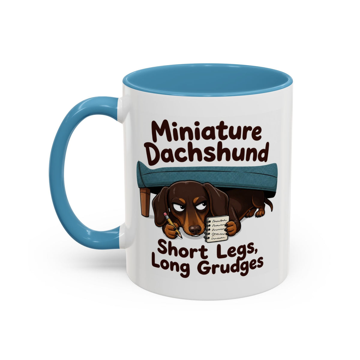 Short Legs Long Grudges Mug - Dachshund - Chocolate & Tan