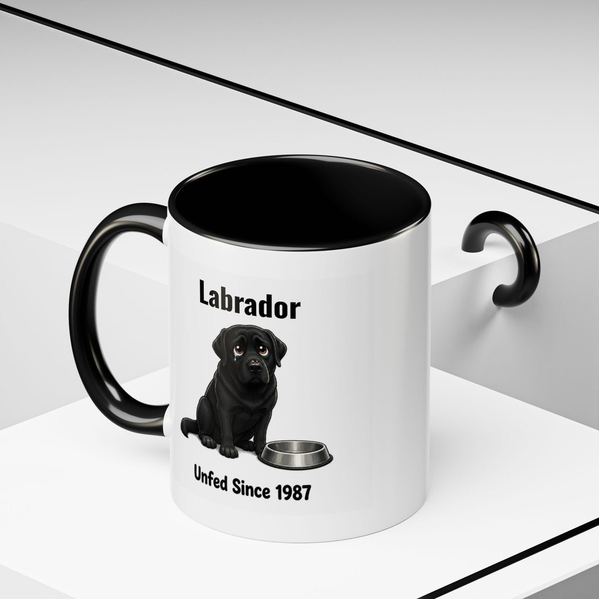 Personalised Black Labrador Mug - Unfed Since 1987 - Custom Dog Name, Funny Greedy Lab Gift, 11oz