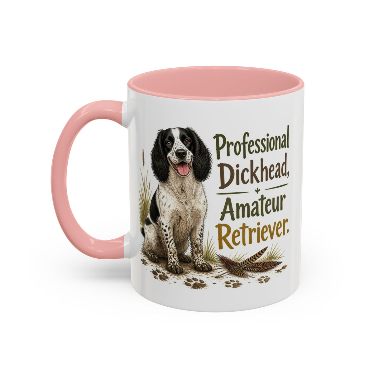 Funny Black and White Springer Spaniel Mug - Professional Dickhead, Amateur Retriever, Working Gun Dog Gift, Pheasant Shooting Mug, 11oz