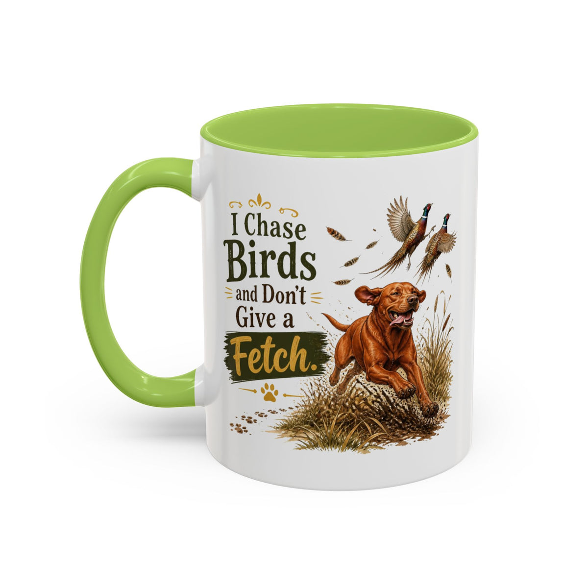 Funny Fox Red Labrador Mug - I Chase Birds and Don't Give a Fetch, Working Gun Dog Gift, Pheasant Shooting Mug, 11oz