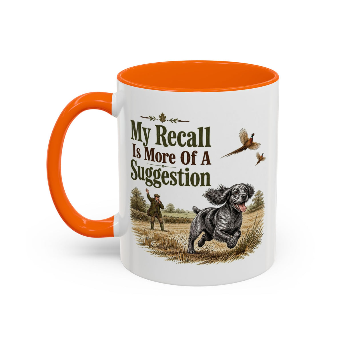 Funny Blue Roan Cocker Spaniel Mug - My Recall Is More Of A Suggestion, Working Gun Dog Gift, Pheasant Shooting Mug, 11oz