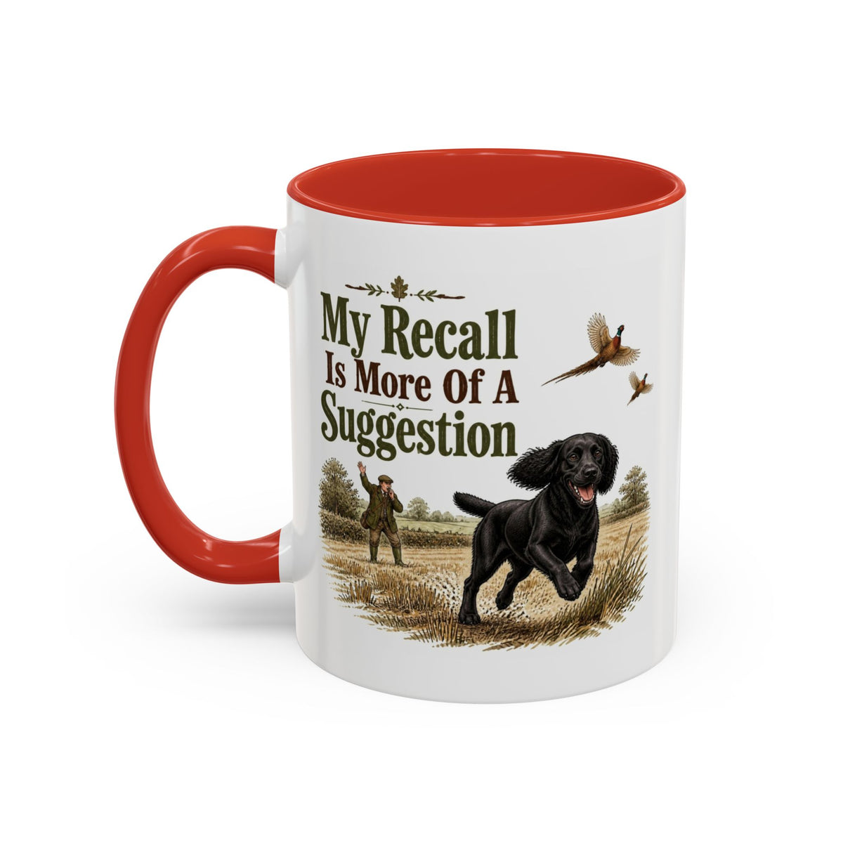 Funny Black Cocker Spaniel Mug - My Recall Is More Of A Suggestion, Working Gun Dog Gift, Pheasant Shooting Mug, 11oz