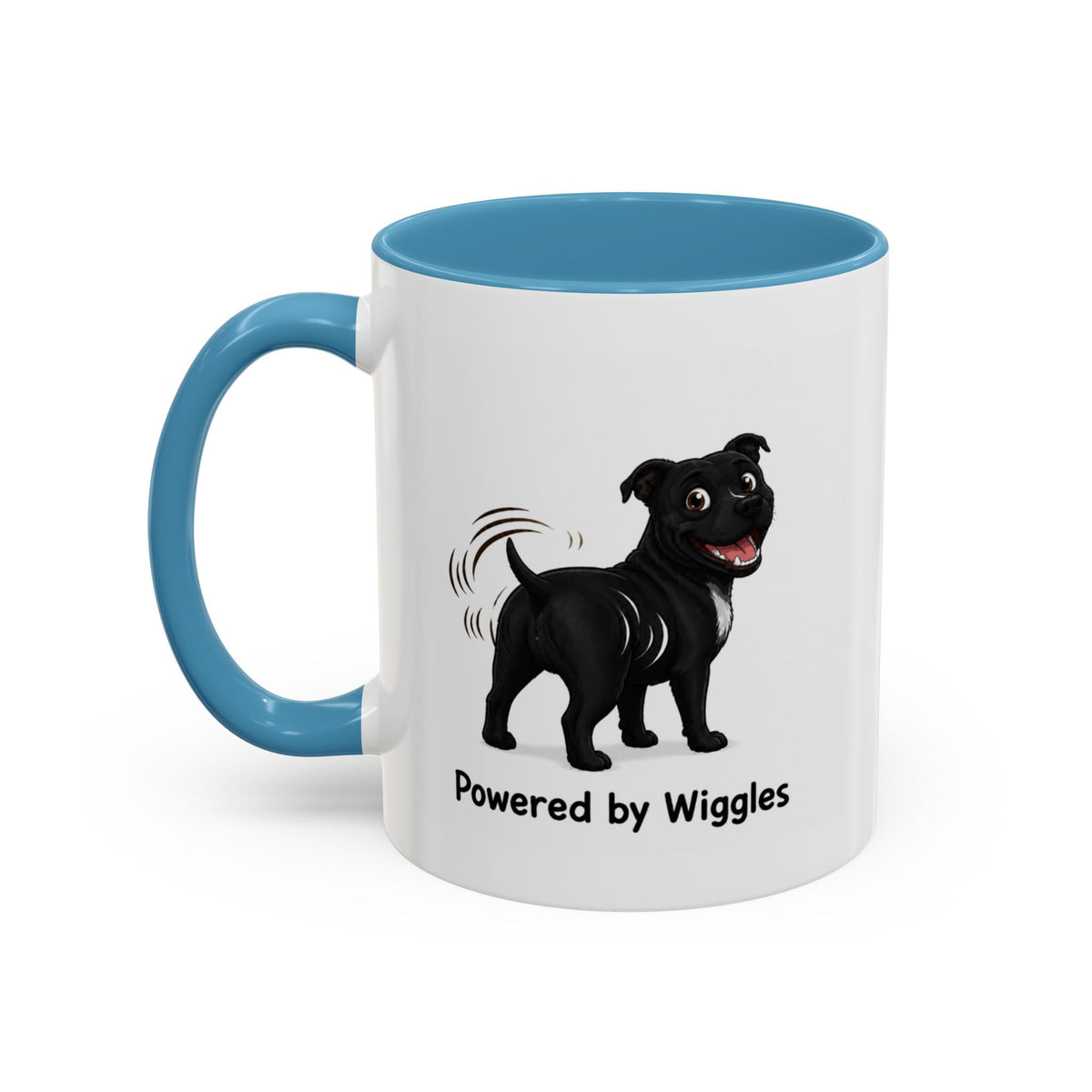 Powered by Wiggles Mug - Staffordshire Bull Terrier - Black
