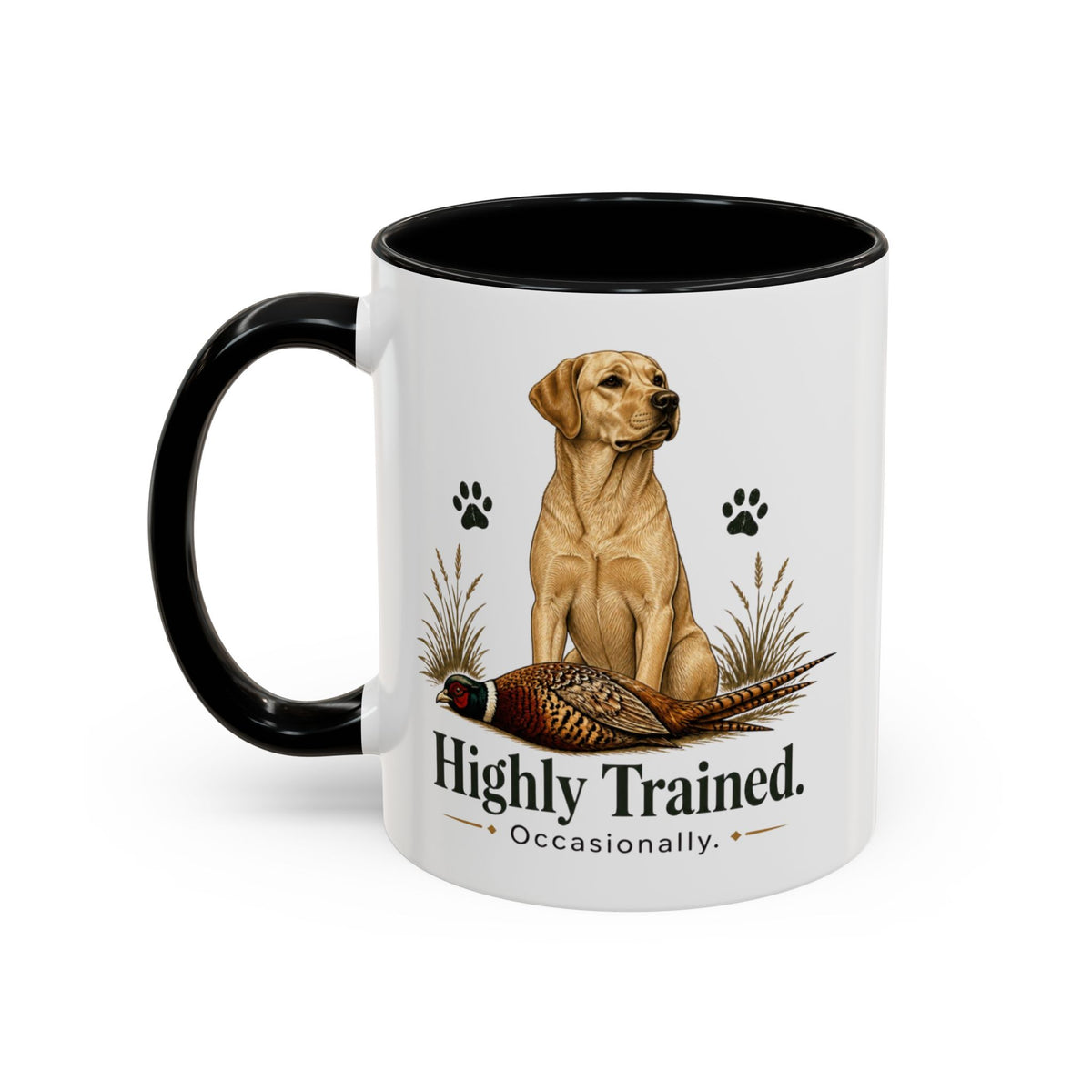 Funny Yellow Labrador Mug - Highly Trained Occasionally, Gundog Owner Gift, Shooting Dog Lover Coffee Mug, 11oz