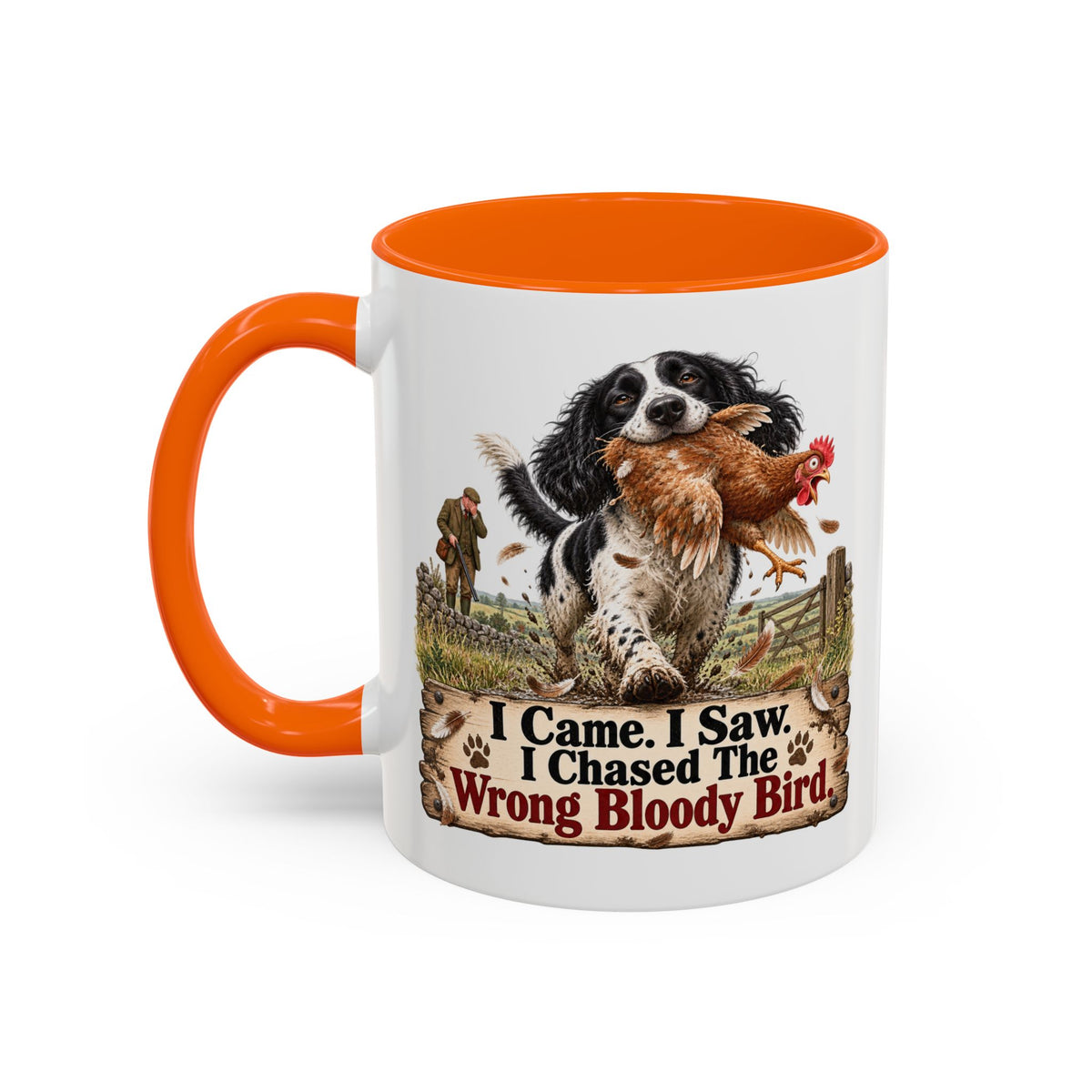 Funny Black and White Springer Spaniel Mug - I Came I Saw I Chased the Wrong Bloody Bird, Gundog Gift, Shooting Dog Mug, 11oz