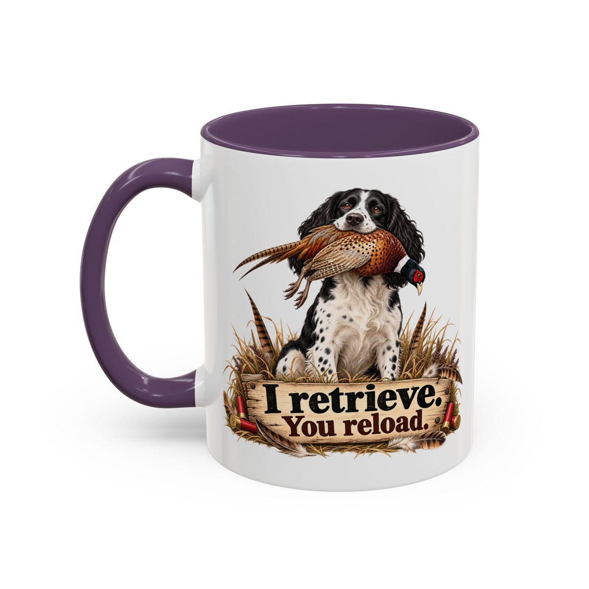Funny Black and White Springer Spaniel Mug - I Retrieve You Reload, Gundog Owner Gift, Shooting Dog Lover Coffee Mug, 11oz