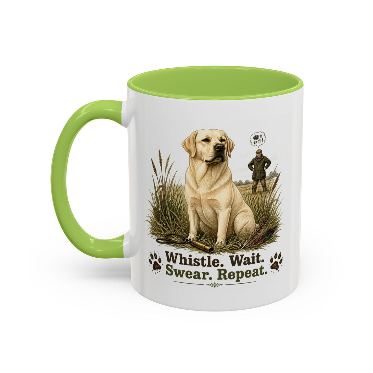Funny Yellow Labrador Mug - Whistle. Wait. Swear. Repeat. Working Gun Dog Gift, Dog Training Mug, 11oz