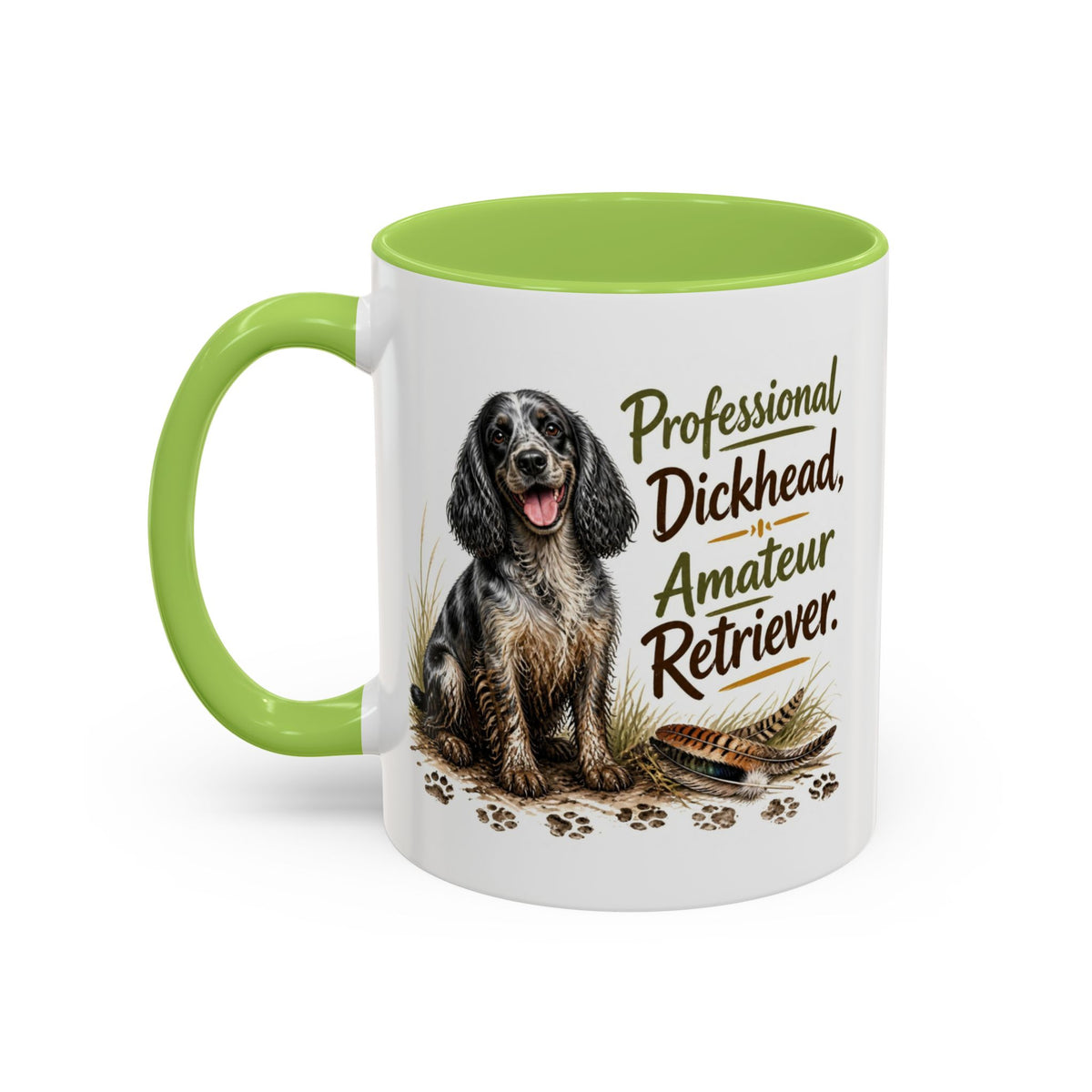 Funny Blue Roan Cocker Spaniel Mug - Professional Dickhead, Amateur Retriever, Working Gun Dog Gift, Pheasant Shooting Mug, 11oz