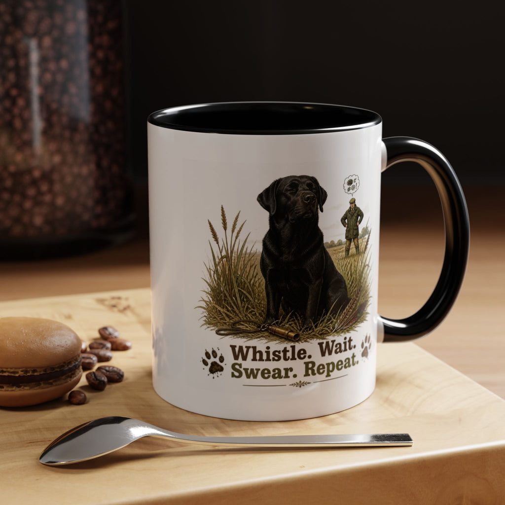 Funny Black Labrador Mug - Whistle. Wait. Swear. Repeat. Working Gun Dog Gift, Dog Training Mug, 11oz