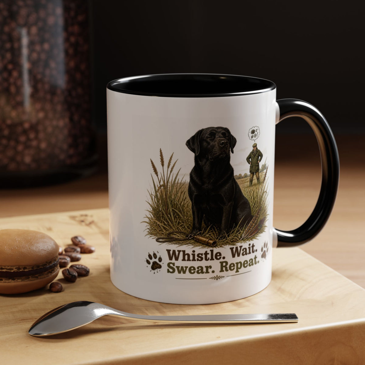 Funny Black Labrador Mug - Whistle. Wait. Swear. Repeat. Working Gun Dog Gift, Dog Training Mug, 11oz