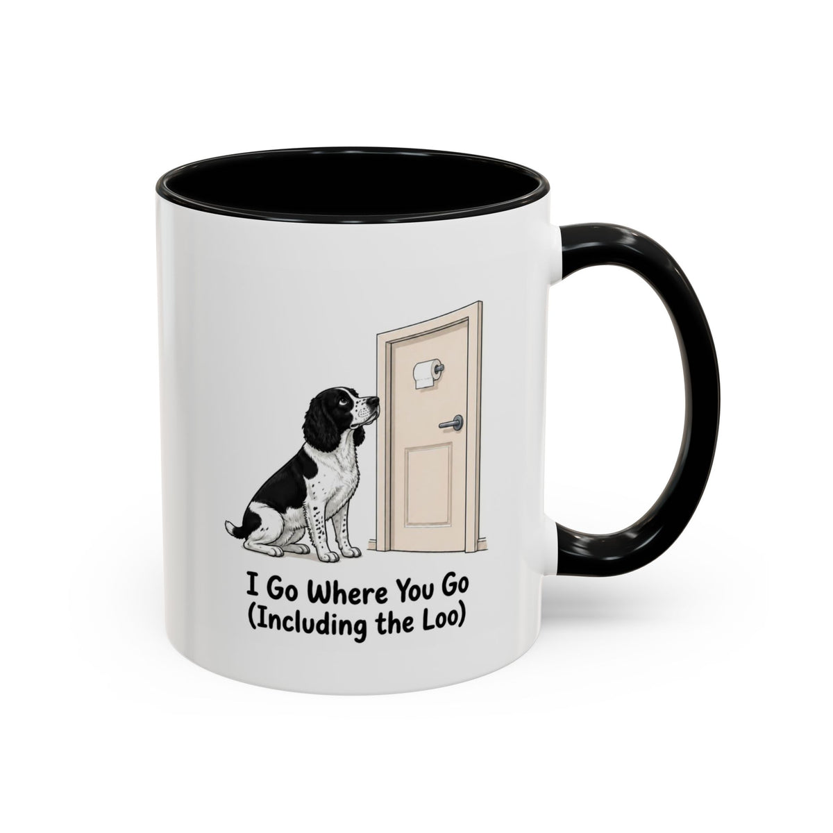 I Go Where You Go Mug - Springer Spaniel - Black & White