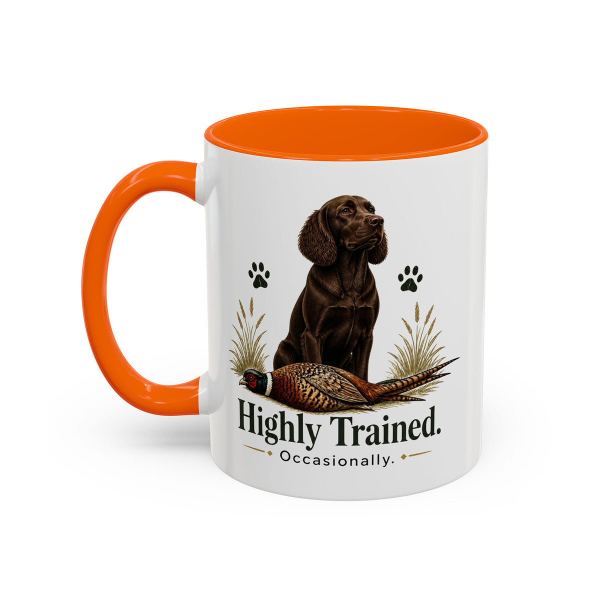 Funny Chocolate Cocker Spaniel Mug - Highly Trained Occasionally, Gundog Owner Gift, Shooting Dog Lover Coffee Mug, 11oz